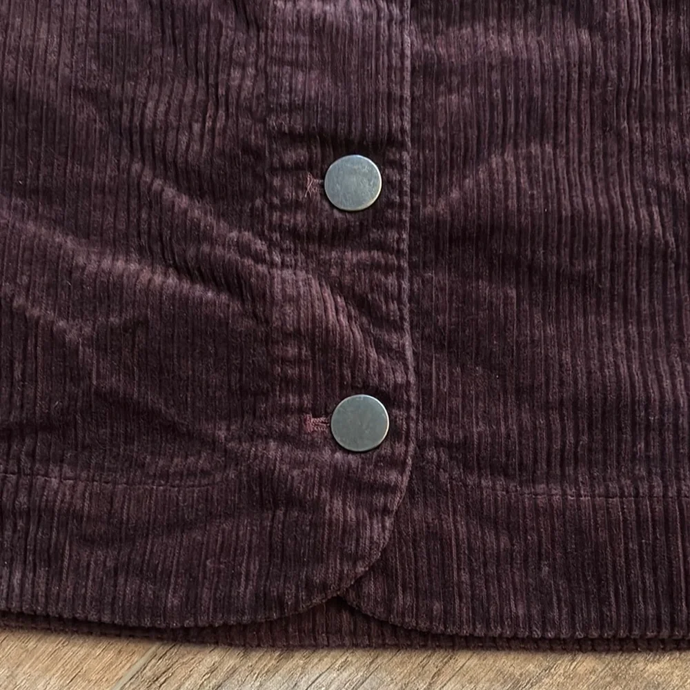 LOFT Women’s Corduroy Mini Skirt Purple Brown‎ Size 10P Patched Pockets
